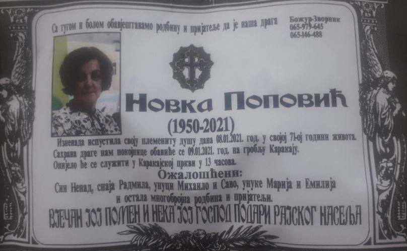 Danas u Karakaju sahranjena Novka Popović nekad najuticajnija ličnost grada Zvornik