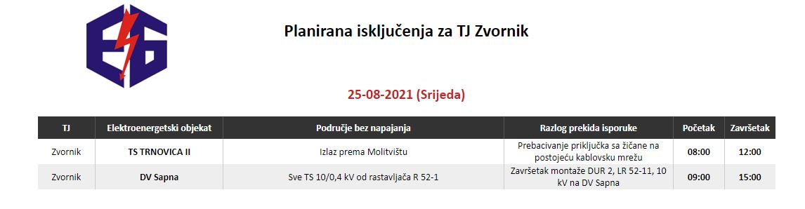 Danas bez struje nekoliko hiljada domaćinstava na području Zvornika