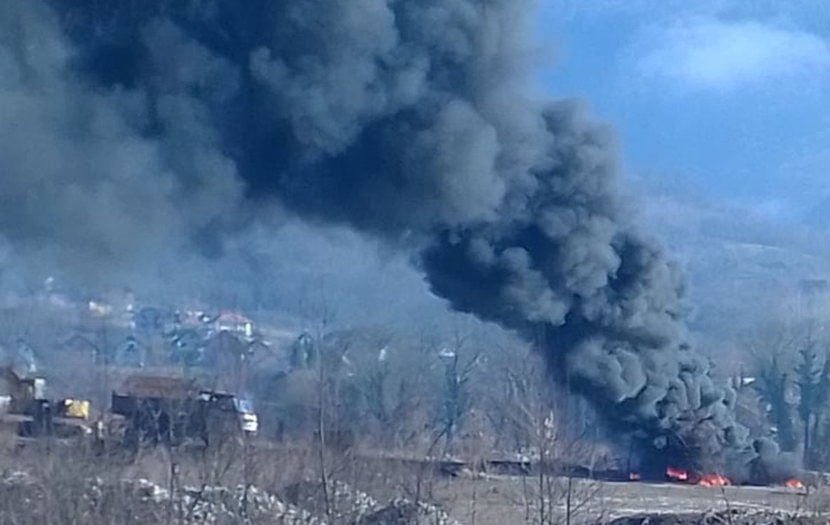 Požar u Tršiću prouzrokovan ilegalnim spaljivanjem guma na šljunkari (FOTO)
