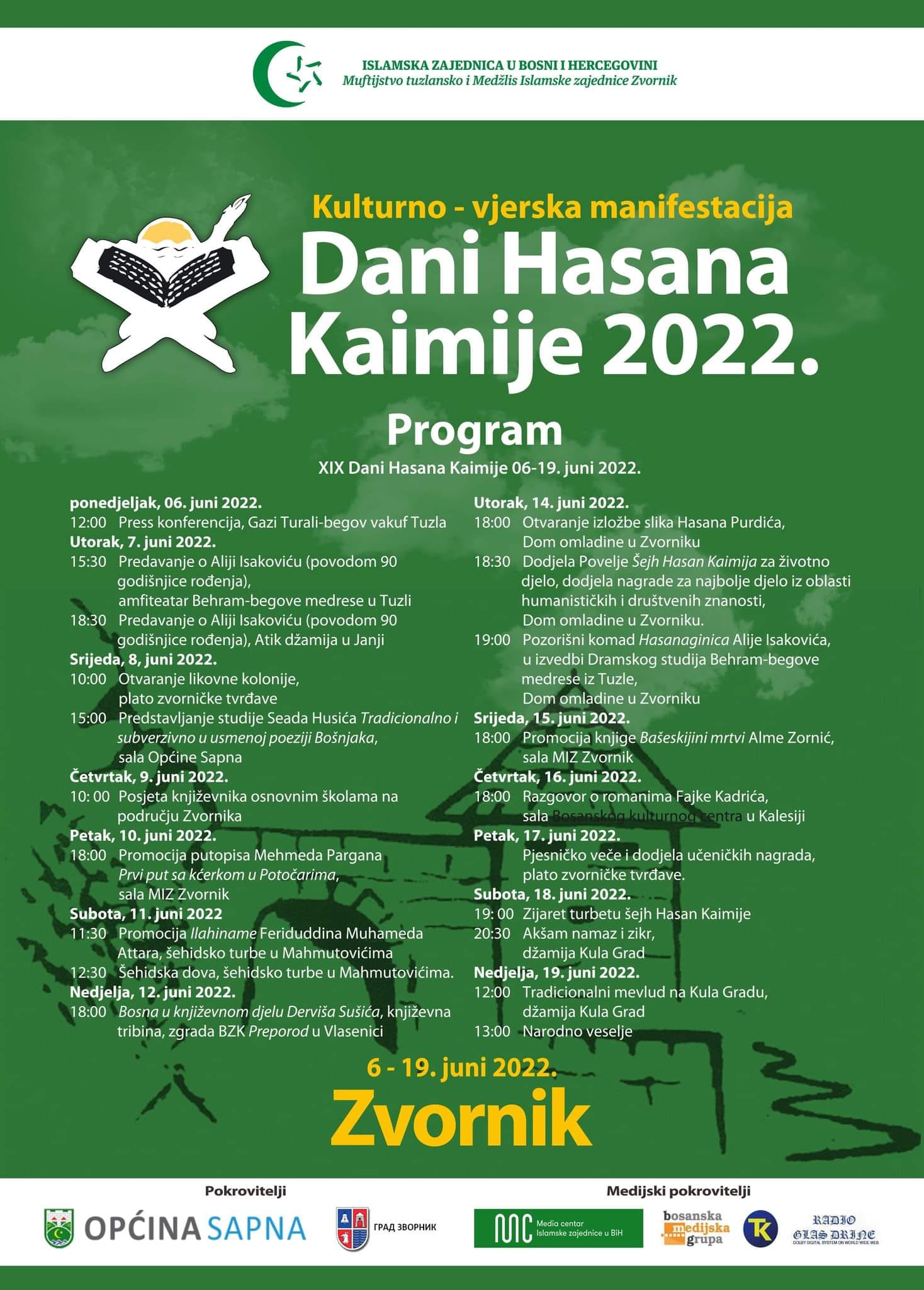 Poočinje kulturno vjerska manifestacija „Dani Hasana Kaimije“