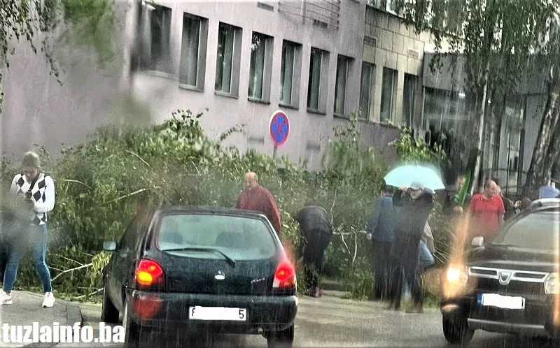 U Tuzli olujno nevrijeme srušilo drvo i povrijedilo žensku osobu kojoj se ljekari sada bore za život