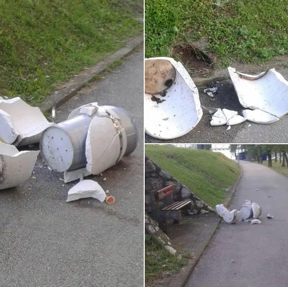 Vandali uništili kante za smeće na zvorničkom šetalištu pored Drine (FOTO)