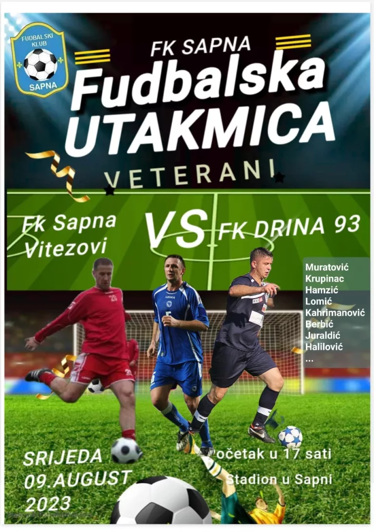 U srijedu revijalna utakmica FK Sapna - Vitezovi protiv nekadašnjeg FK “Drina 93"