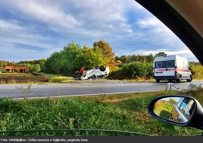 Teška saobraćajna nesreća kod Bijeljine, jedna osoba smrtno stradala (FOTO)