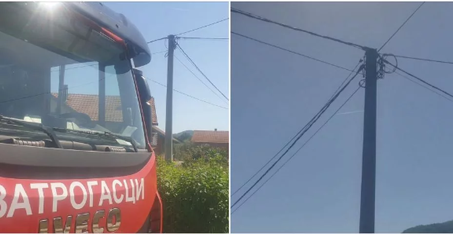 Vatra zahvatila stub elektro-vodova u Bratuncu (FOTO)
