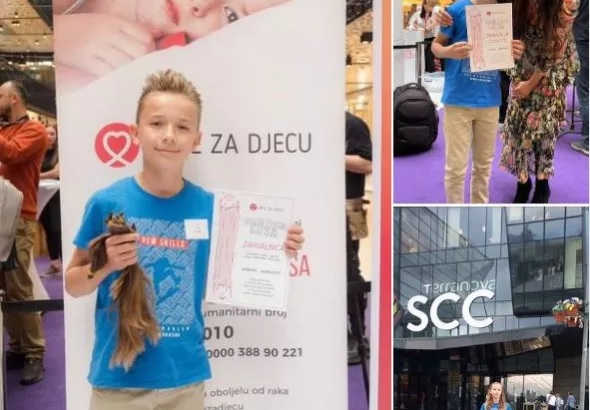 Dječak Miralem Mujčinović otišao iz Zvornika u Sarajevo kako bi svoju dugu kosu poklonio u akciji za djecu oboljelu od karcinoma (FOTO)