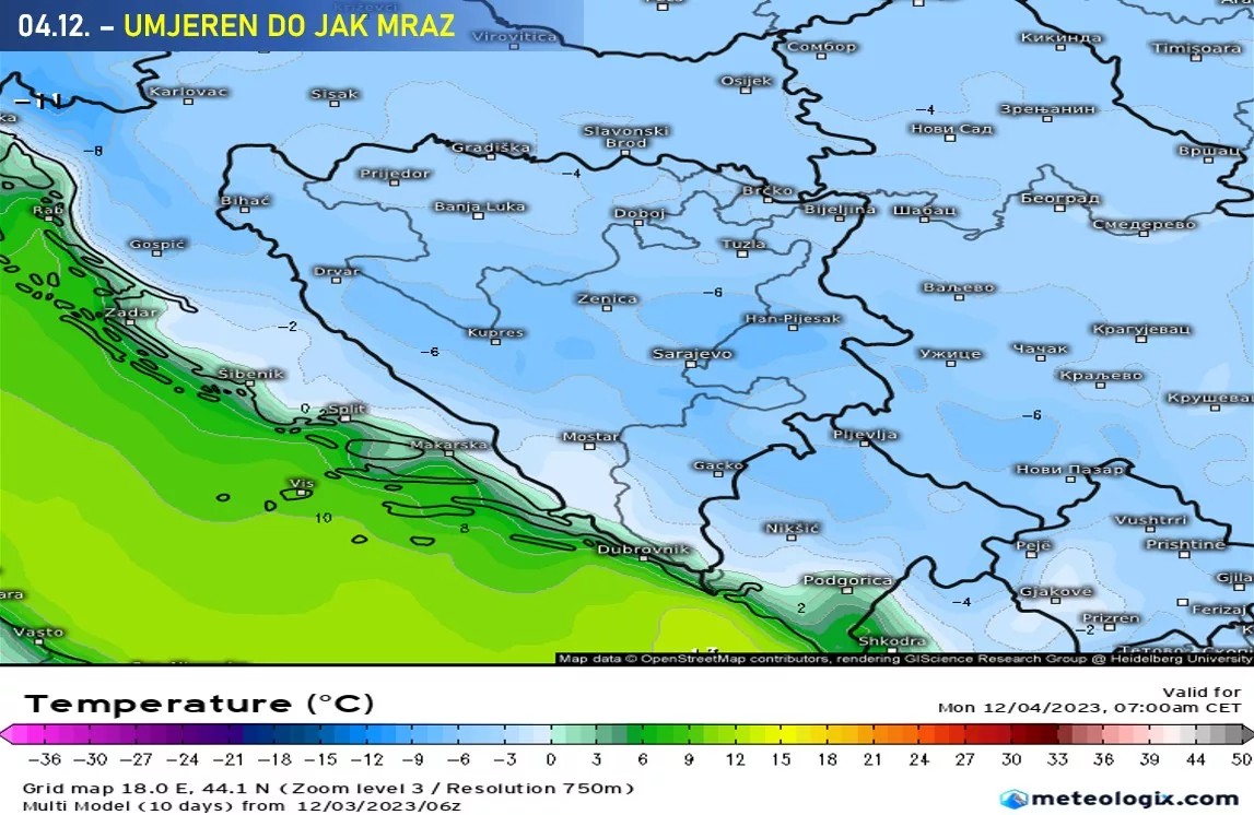 U ponedjeljak ujutro mraz i minusi, od utorka navečer nove padavine