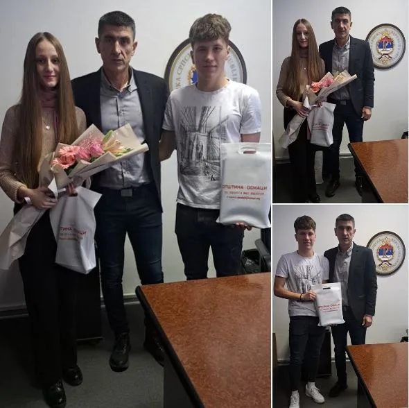 Uspješni mladi talenti Dejana Rakić i Jovan Milošević na prijemu kod načelnika opštine Osmaci