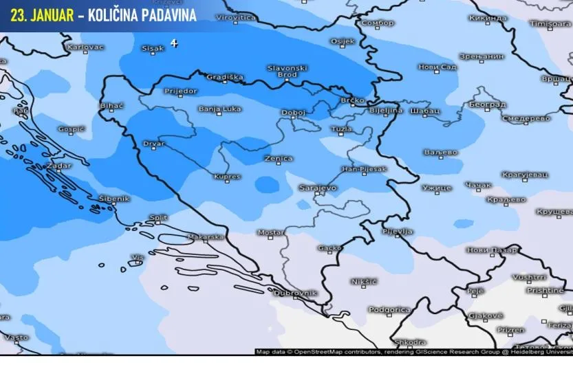 Naredni dani uz mraz i hladna jutra bez snijega u Zvorniku