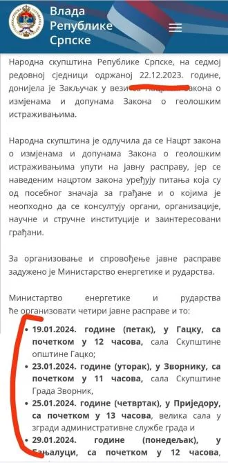 javna rasprava u Zvorniku o  nacrtu Zakona o geološkim istraživanjima