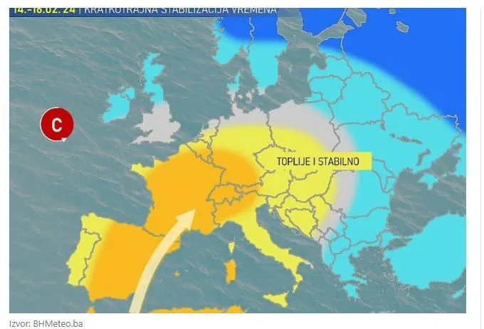 Stabilno i toplije vrijeme, ali već od naredne sedmice novi uslovi za kišu i snijeg