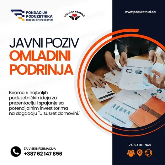 Javni poziv za izbor 5 najboljih poduzetničkih ideja mladih ljudi u Podrinju, prijavite se