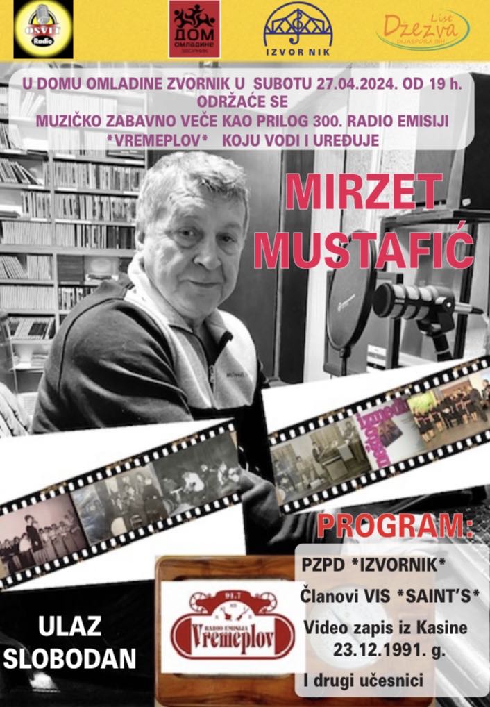 Ove subote u Domu omladine proslava snimanja 300.radijske emisije ”Vremeplov” autora Mirzeta Mustafića