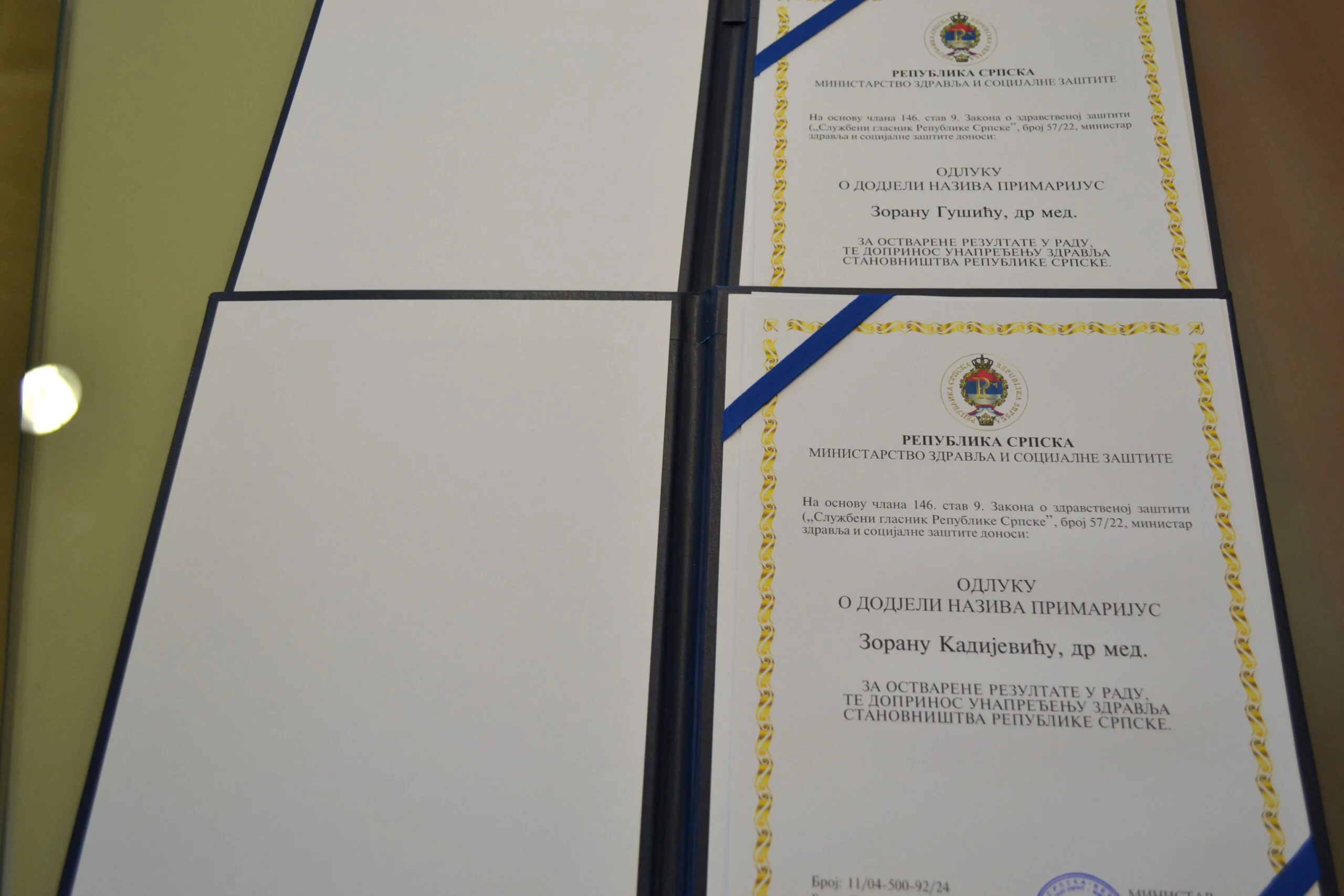 Doktor Gušić iz Zvornika jedan od dva nova primarijusa kojima je ministar Šeranić dodijelio titule