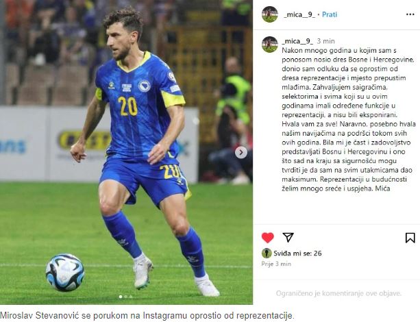 Miroslav Stevanović - Mića oprostio se od igranja za reprezentaciju Bosne i Hercegovine