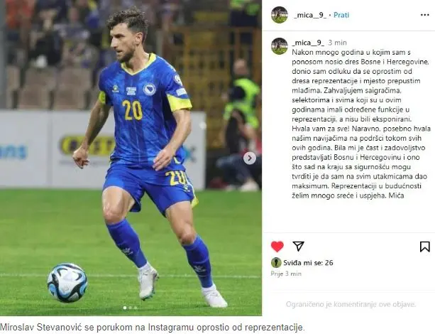Miroslav Stevanović - Mića oprostio se od igranja za reprezentaciju Bosne i Hercegovine