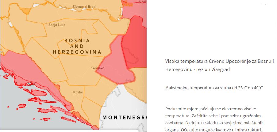 Danas upaljen crveni meteoalarm za područje Zvornika i Podrinja