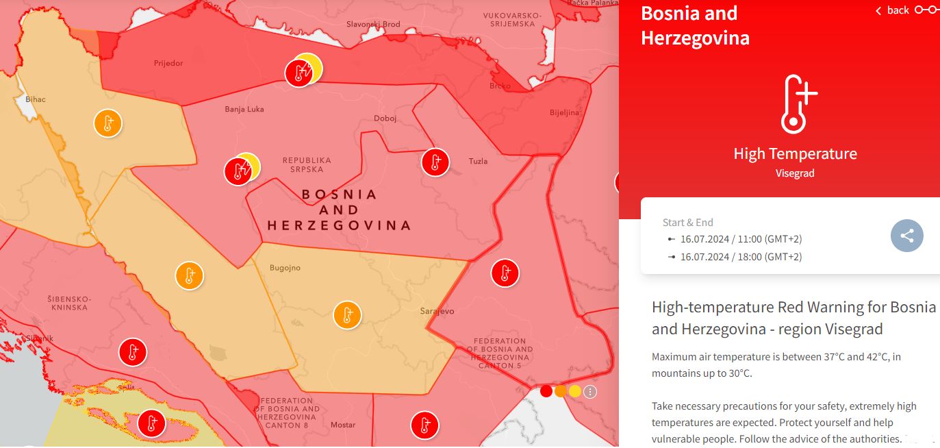 Paklene vrućine i meteoalarm danas za područje Zvornika, evo šta nas čeka do početka vikenda