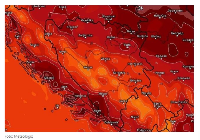 Crveni meteoalarm i danas za BiH: Temperatura i do 42 stepena