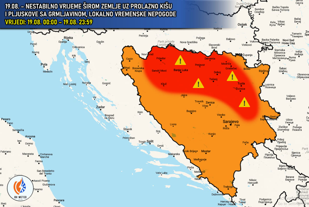 Danas moguće olujno nevrijeme na području Zvornika i okoline
