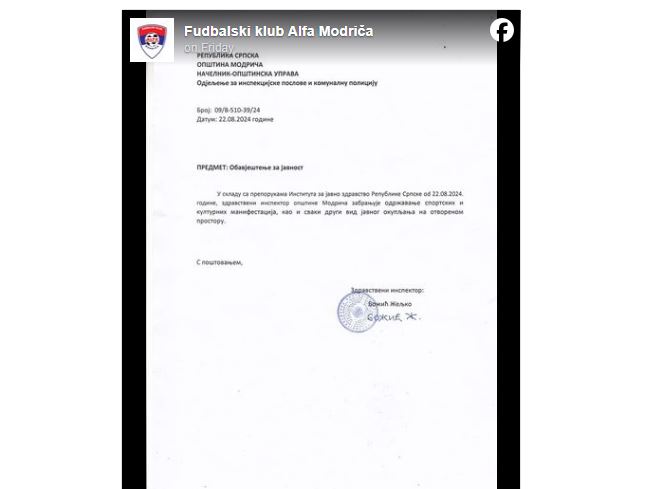 U BiH odgođena utakmica zbog zagađenog zraka, u gradu zabranjen sport na otvorenom