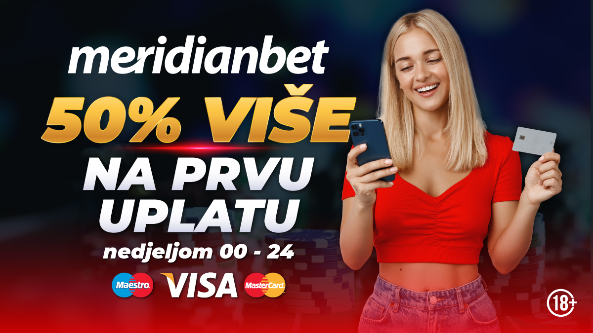 NEDJELJA U MERIDIANU: Uplati karticom i preuzmi 50% bonusa