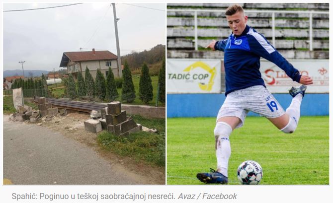 U sobraćajnoj nesreći kod Maglaja poginuo mladi fudbaler