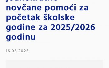 U toku je Javno poziv za dodjelu novčanih sredstava učenicima osnovnih škola djeci povratnika na ime jednokratne novčane pomoći