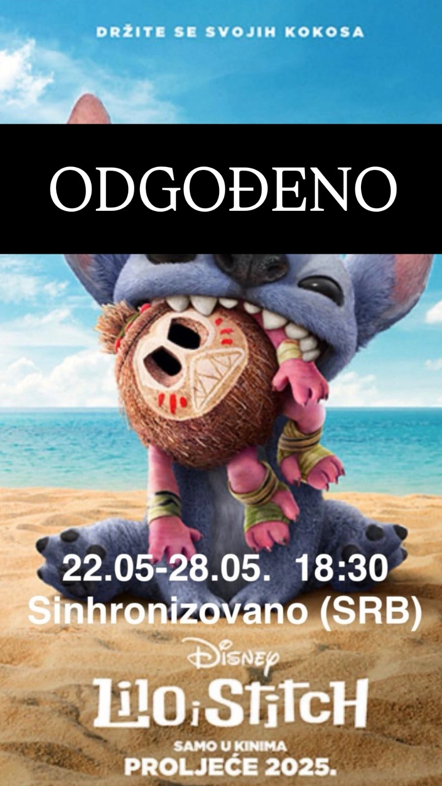 Odgoda premijere: Lilo i Stitch stižu u bioskop Doma omladine Zvornik dan kasnije!