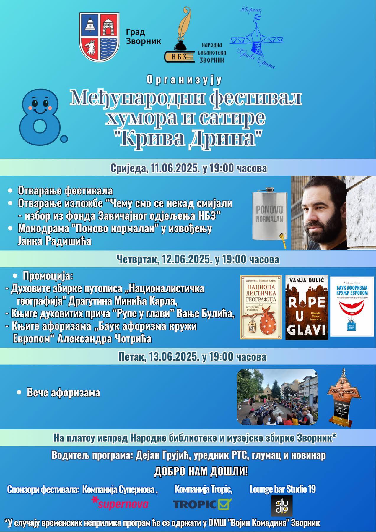 Uskoro Međunarodni festival humora i satire pod nazivom “Kriva Drina” u Zvorniku