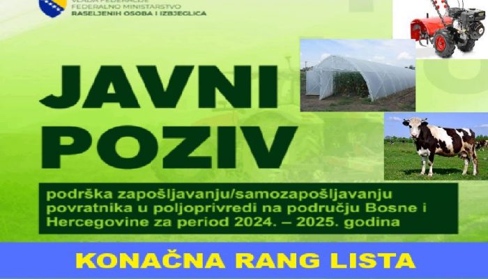 Objavljena konačna lista po projektu “Podrška zapošljavanju/samozapošljavanju povratnika u poljoprivredi”, stotine Zvorničana konkurisalo