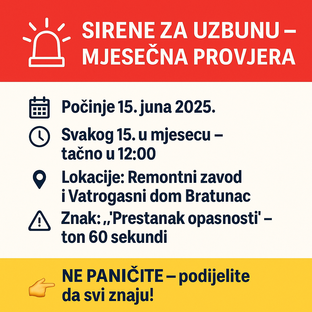 Da li ste spremni za oglašavanje sirena u Bratuncu? Ovo morate znati!