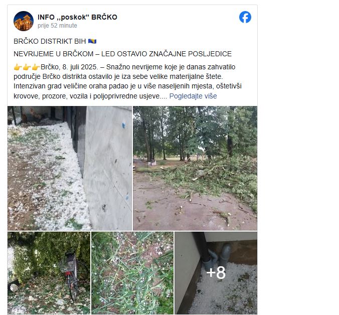 Stiglo nevrijeme: Kiša otežala učesnicima marširanje preko Križevačkih njiva u Zvorniku, dok je vjetar u Srebreniku  nosio sve pred sobom, u Brčkom led oštetio kuće