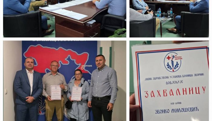 Gradonačelnik Ivanović zahvalio bračnom paru Milošević na donaciji zvorničkoj Bolnici