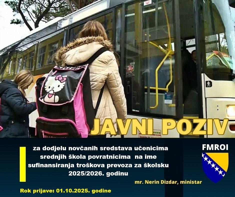 Objavljen Javni poziv za sufinansiranje troškova prevoza učenika povratnika u srednje škole