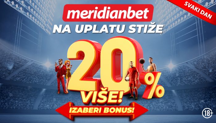 Meridian dodaje 20% na uplatu: Biraj sport ili kazino bonus