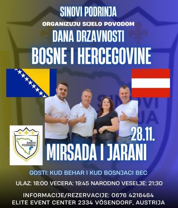 Beč u znaku Bosne: Sinovi Podrinja organizuju sijelo povodom Dana državnosti