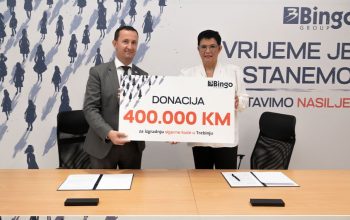 Bingo Group, najveća domaća kompanija u Bosni i Hercegovini, potpisala je danas ugovor o donaciji u iznosu od 400.000 KM za izgradnju prve sigurne kuće u Trebinju, koja će pružati utočište ženama i djeci žrtvama porodičnog nasilja s područja Istočne Hercegovine.