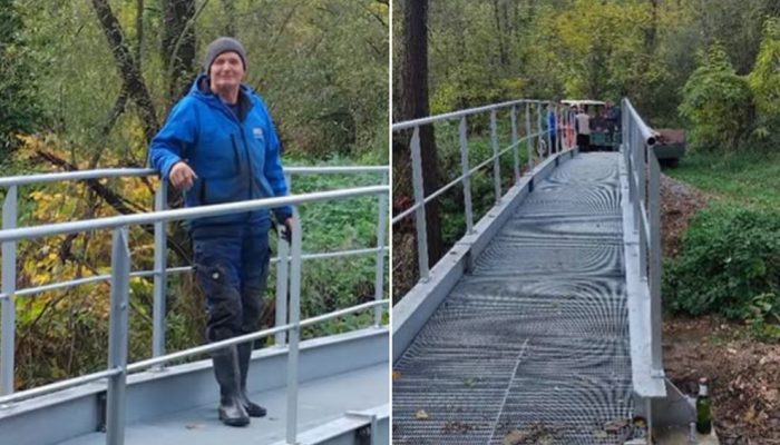 Hajro Hajdarević vlastitim rukama izgradio pješački most preko rijeke Sapne u zvorničkom naselju Hajdarevići (FOTO) 