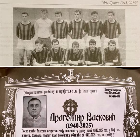 Preminuo bivši fudbaler FK „Drina“ Zvornik Dragomir Vasković (1940–2025): Sahranjen na groblju u Karakaju
