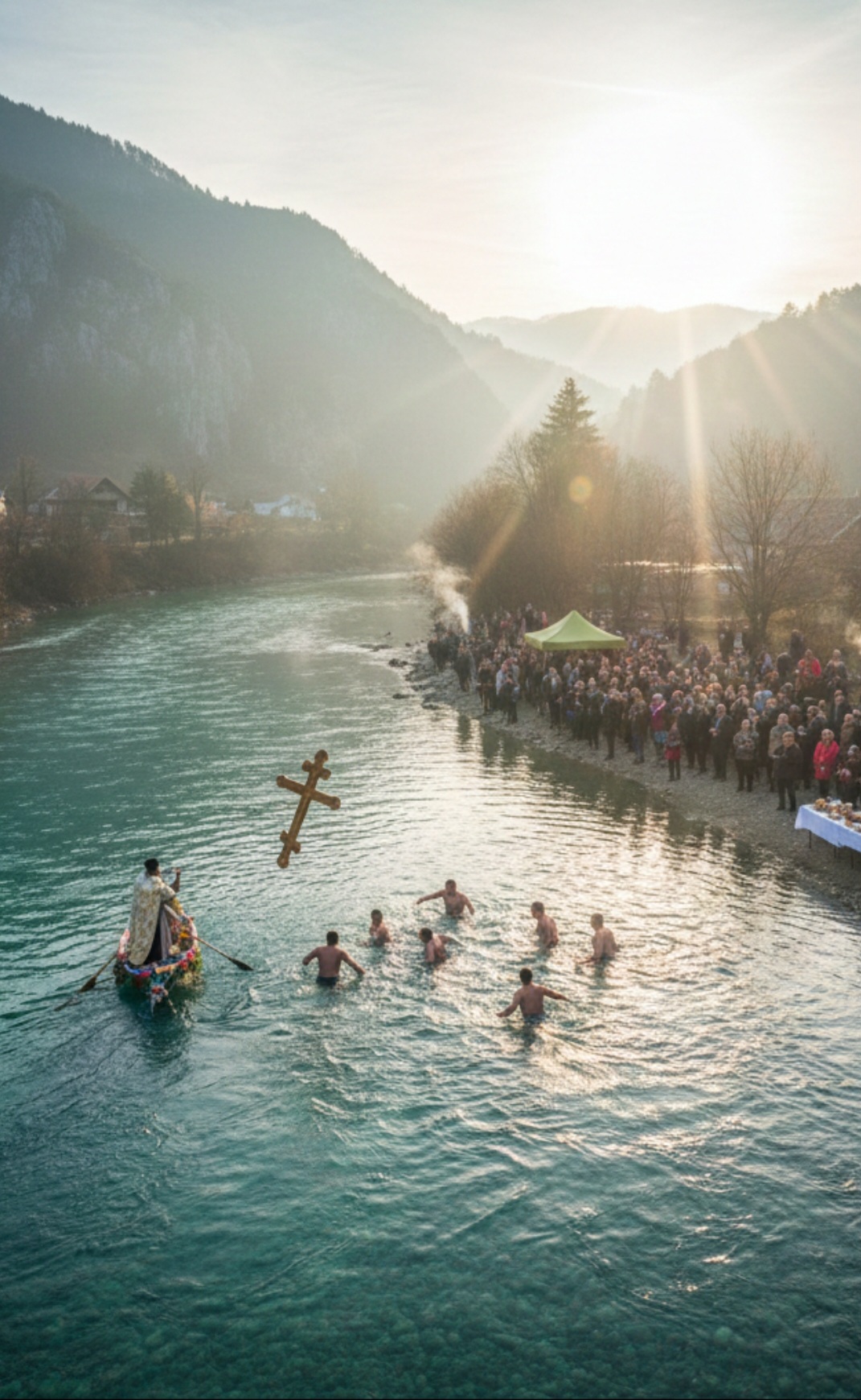 Prvo plivanje za Časni krst na Drini u Polomu