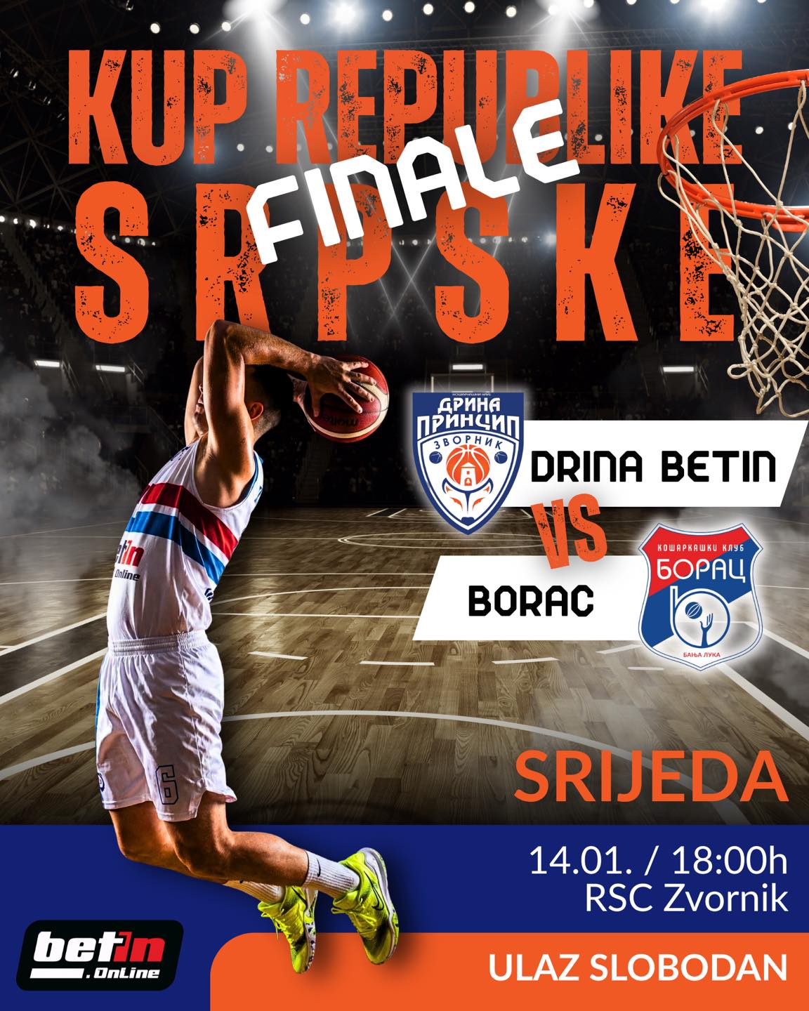 Istorijsko finale u Zvorniku: OKK Drina BetIn protiv Borca za pehar Kupa Republike Srpske