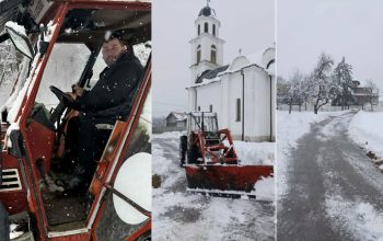Ibro Jahić na Badnji dan čisti snijeg ispred crkava u Osmacima i Dubnici: „Dvorišta džamija i crkava uvijek čistim besplatno, od srca“ (FOTO)