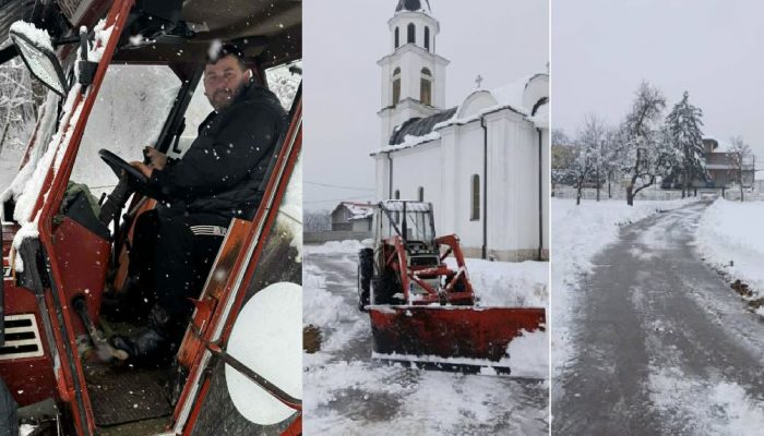 Ibro Jahić na Badnji dan čisti snijeg ispred crkava u Osmacima i Dubnici: „Dvorišta džamija i crkava uvijek čistim besplatno, od srca“ (FOTO)