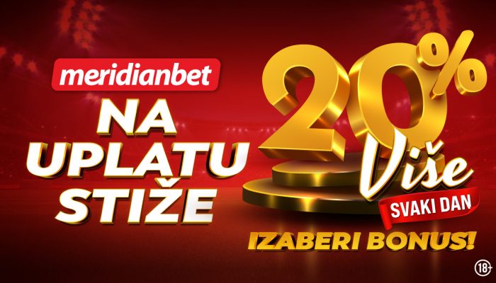 Meridian dodaje 20% na uplatu: Biraj sport ili kazino bonus