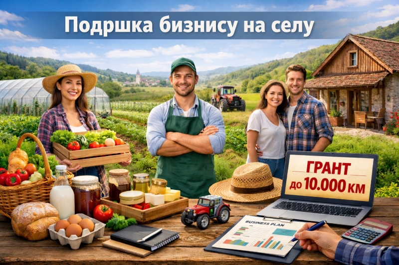 Otvoren Javni poziv za iskazivanje interesa za učešće u programu tehničke podrške i dodjele bespovratnih sredstava za pokretanje biznisa u ruralnom području