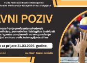 Javni poziv za sufinansiranje projekata udruženja raseljenih lica, povratnika i izbjeglica iz oblasti kulture i sporta za 2026. godinu