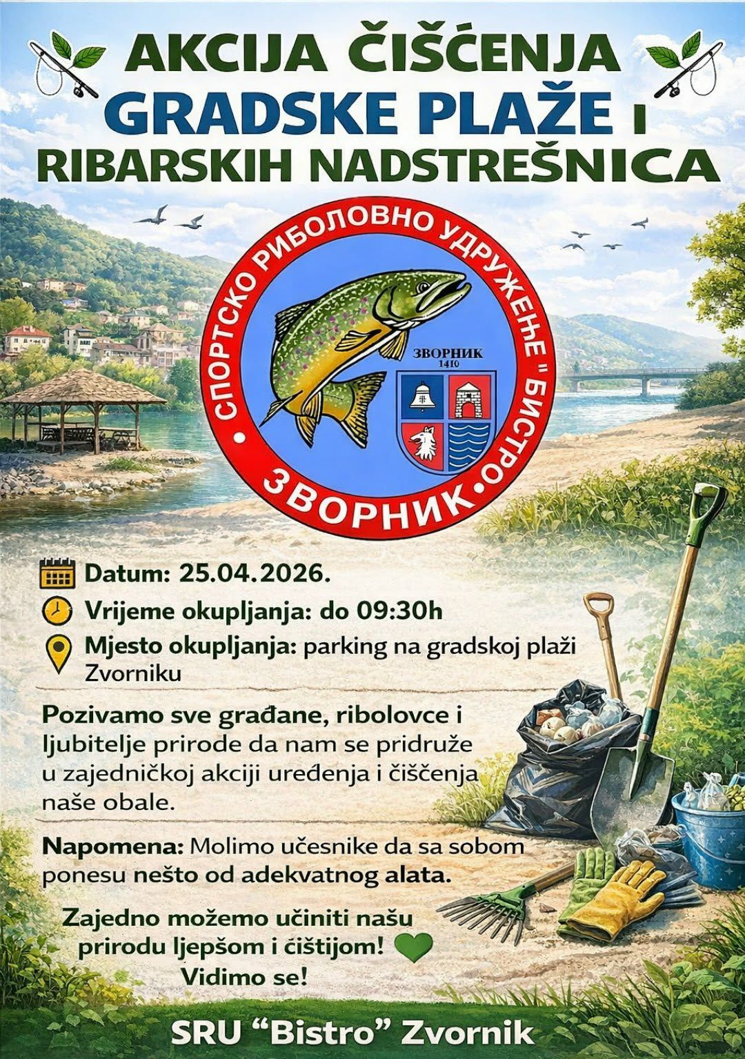 Velika akcija čišćenja gradske plaže u Zvorniku 25. aprila