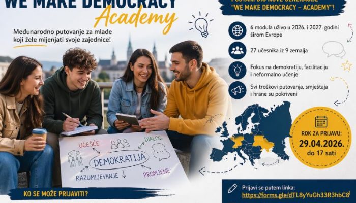 Poziv za mlade iz BiH: Prijave za „We Make Democracy – Academy“ otvorene do 29. aprila