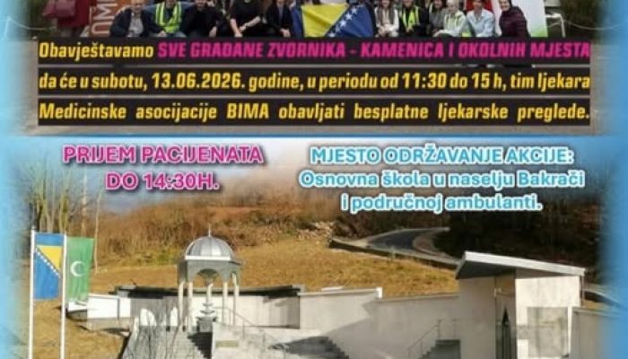Humanitarna akcija BIMA-e u Kamenici: Pregledi za građane svih uzrasta